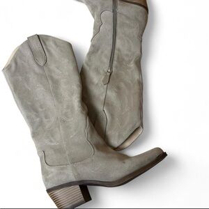bp Taupe Suede Western Knee Boots